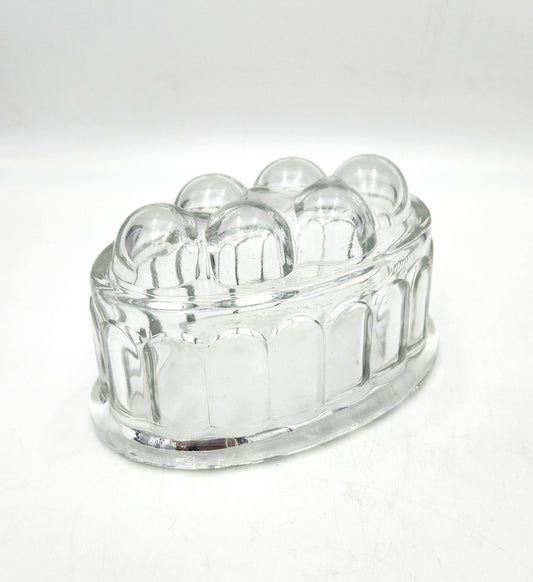 Vintage Glass Oval Shaped Jelly Mould - 16 cm