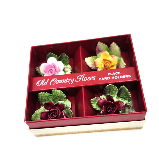 Vintage Royal Albert 'Old Country Roses' Bone China Place Card Holders - Set 4