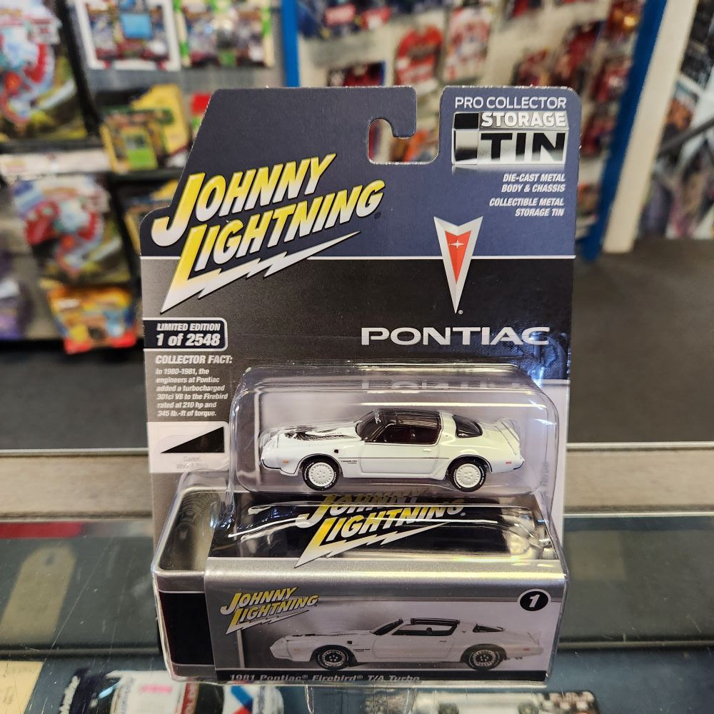 Johnny Lightning - 2023 Collector Tin R2 Vers. B - 1981 Pontiac Firebird T/A Turbo - White & Black