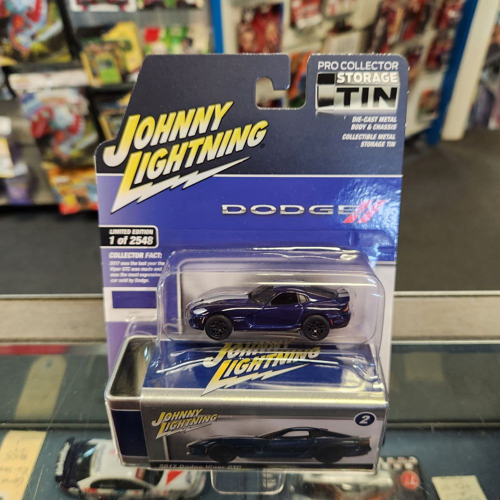 Johnny Lightning - 2023 Collector Tin R2 Vers. B - 2017 Dodge Viper GTC - Pearl Blue