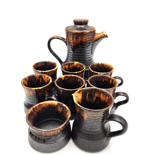 9 Piece Glazed Coffee Pot Set - Made in Zealand