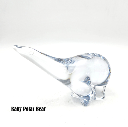 Flygfors Maleras 1960s Swedish Glass Baby Polar Bear - 8cm