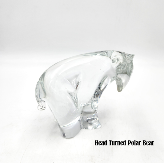 Vintage 1960s Swedish Glass Polar Bear 'Heading Turning' - 10cm