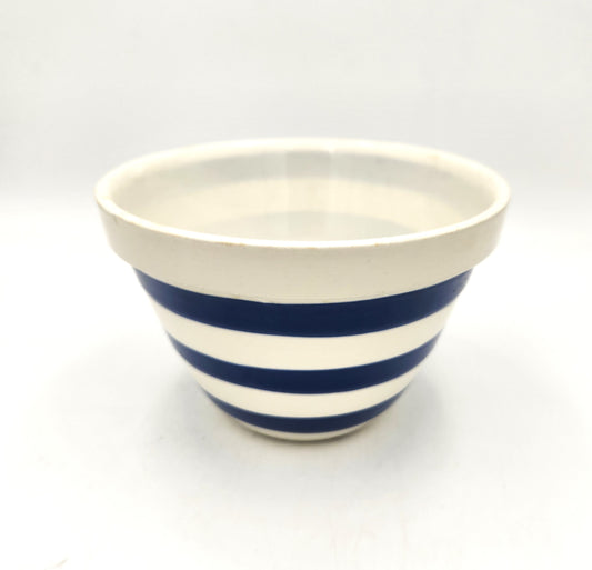 Ceramic Cornishware Blue and White Stripe Mixing Bowl - 14cm