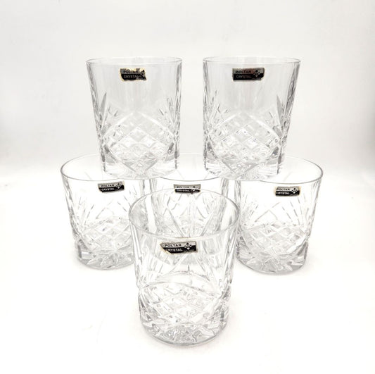 Set of 6 Lead Crystal Scotch Glasses - 10cm