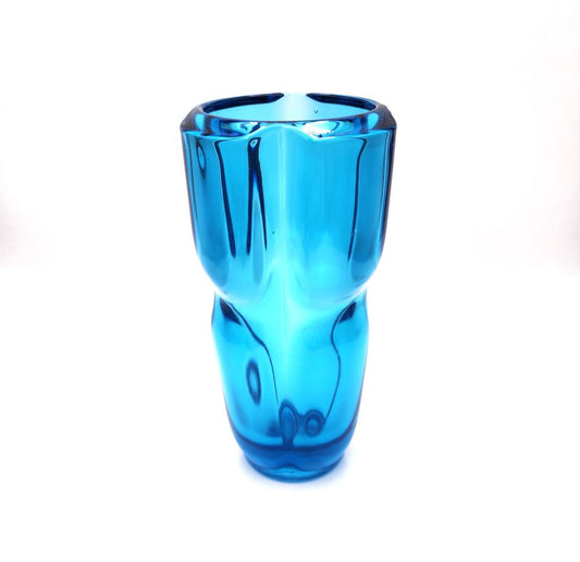 Vibrant Tall Art Glass Blue Vase - 20.5cm