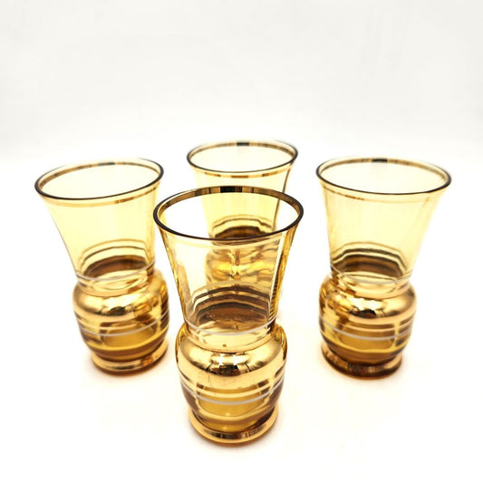 Vintage Gold Rimmed Shot Glasses (Set fo 4) - 7.5cm