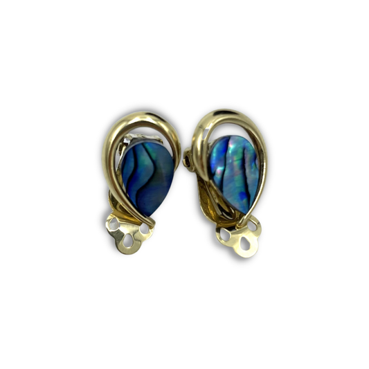 Ariki NZ 22ct Gold Plated Paua Shell Earrings