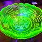 Uranium Glass - Stamped Glass Bowl - 20cm