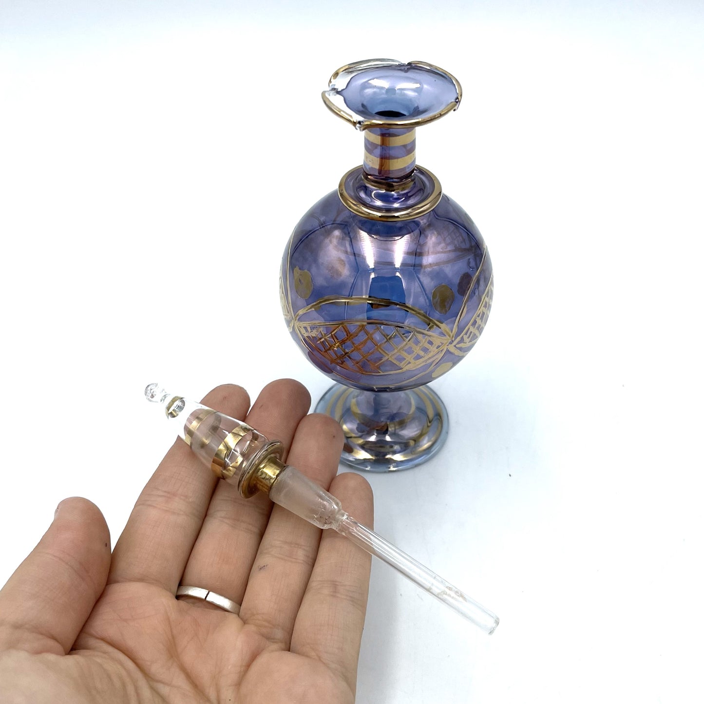 Large Purple Egyptian Made Perfume Bottle - 16cm