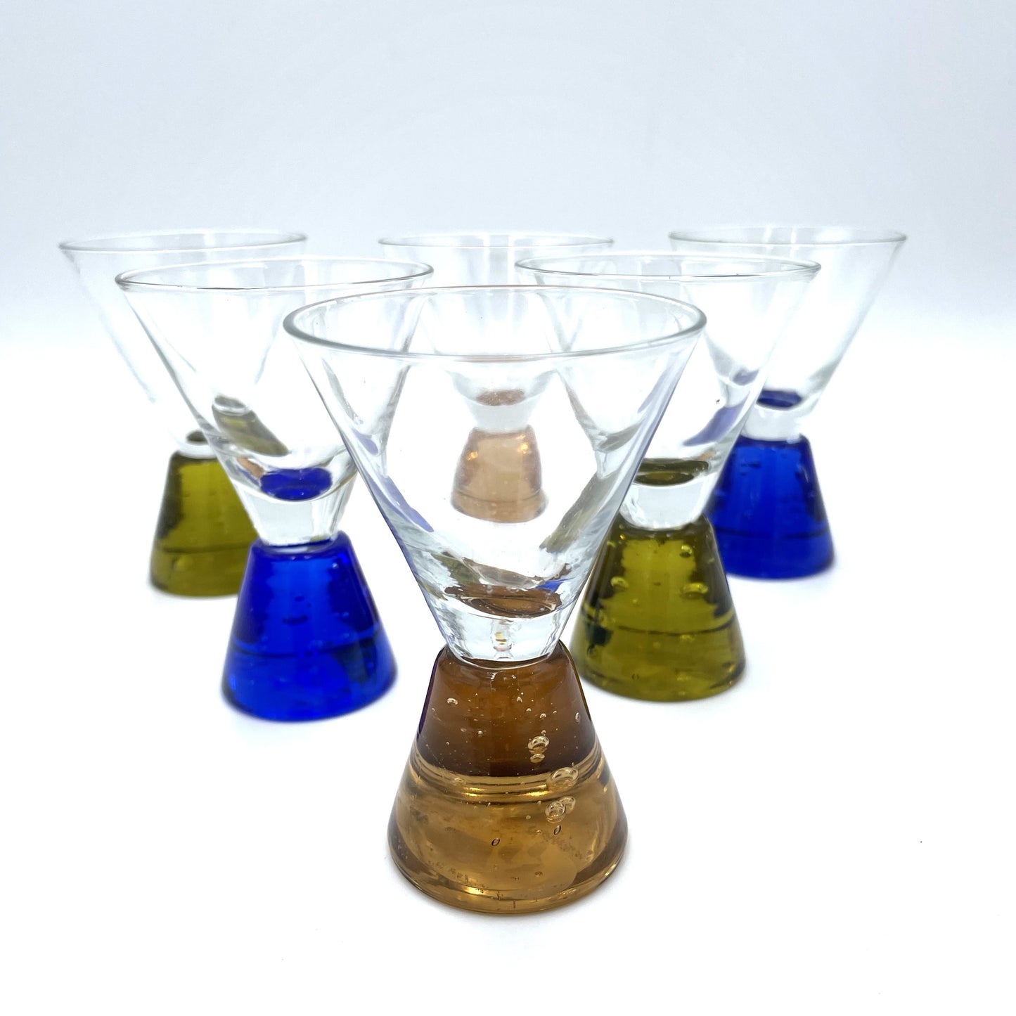 Set of Six Bubbled Shot Harlequin Glasses - 9cm