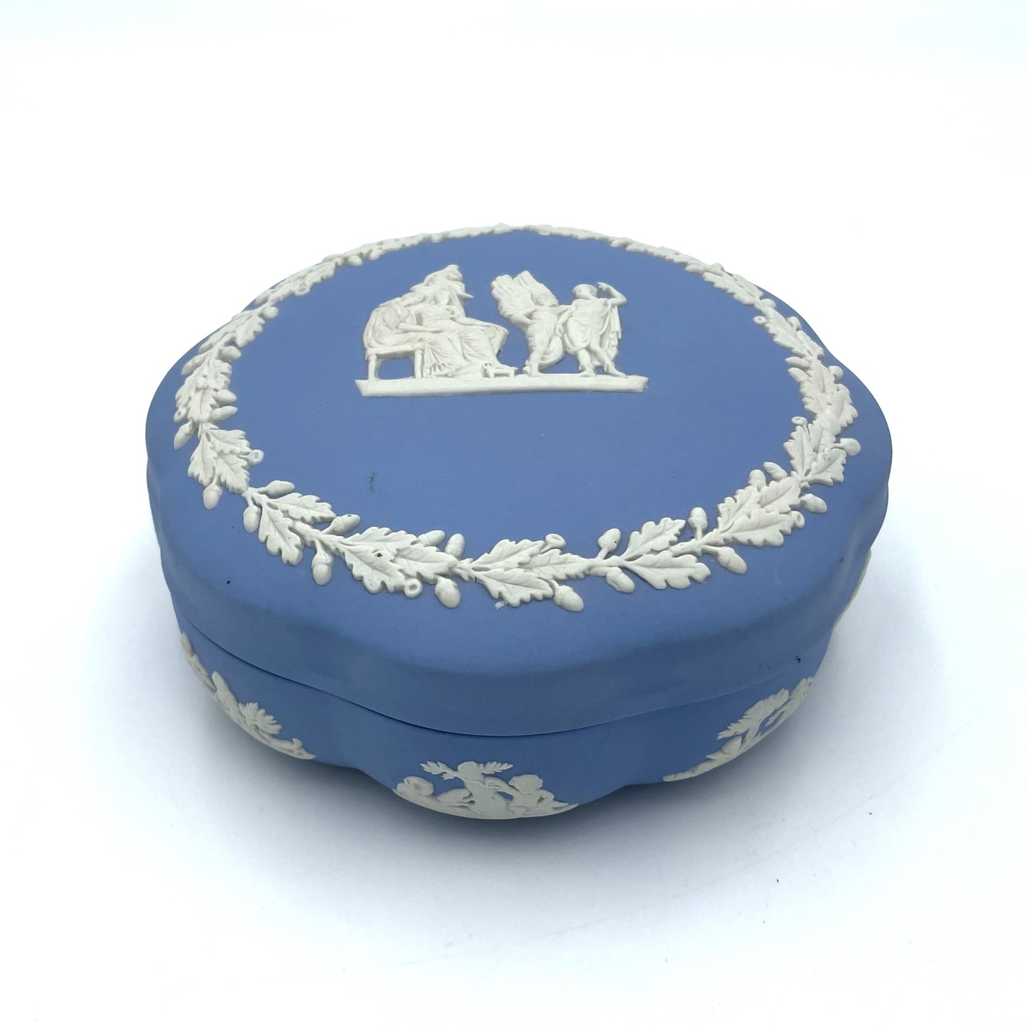 Wedgwood Blue Jasperware Large Trinket Box - 13cm