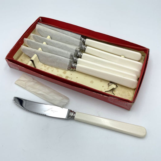 Six Vintage Grosvenor Bone Handled Knives