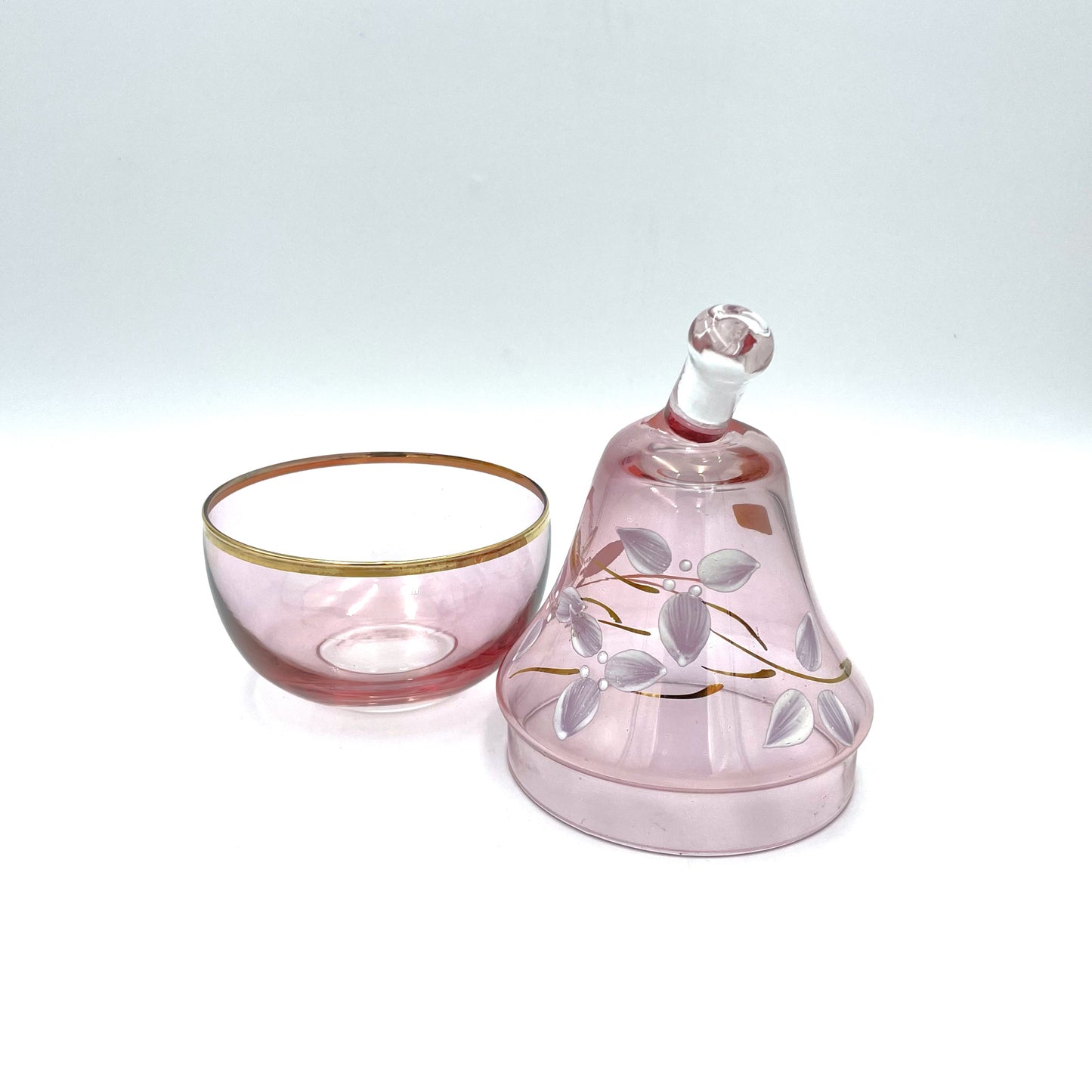 Italian Glass Pink Handpainted Pear Candy Jar - 15cm