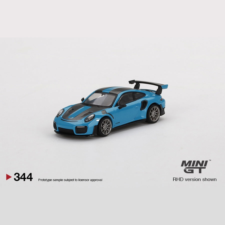 MiniGT - Porsche 911 GT2 RS Weissach Package Miami Blue