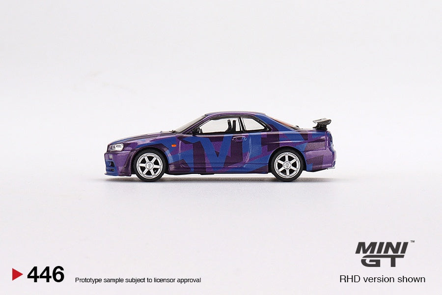 MiniGT - Nissan Skyline GT-R (R34) V-Spec II Digital Camouflage Purple