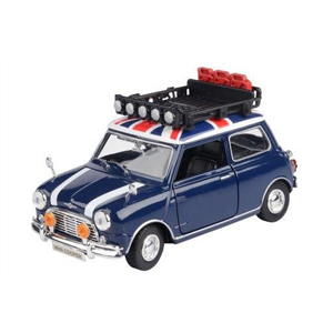 Motormax Morris Mini Cooper w/Rack (Blue) 1:18 Scale