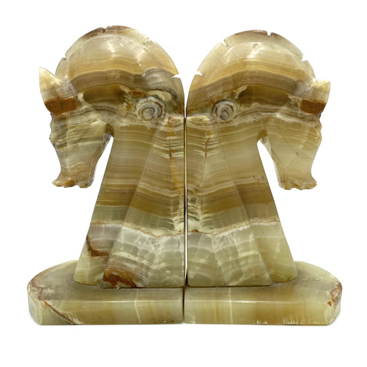 Mid Century Onyx Horse Bookends - 22cm