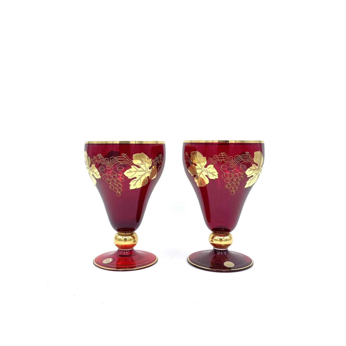 Pair of Red Ruby Golbets with 24kt Gold Inlay - 13cm