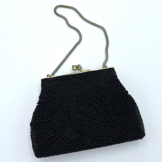 Black Beaded Purse - 13cm