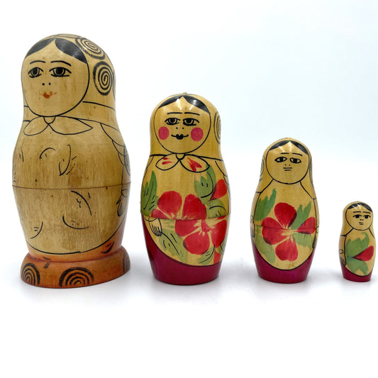 Set of 4 USSR Matryoshka (Nesting) Dolls - 13cm