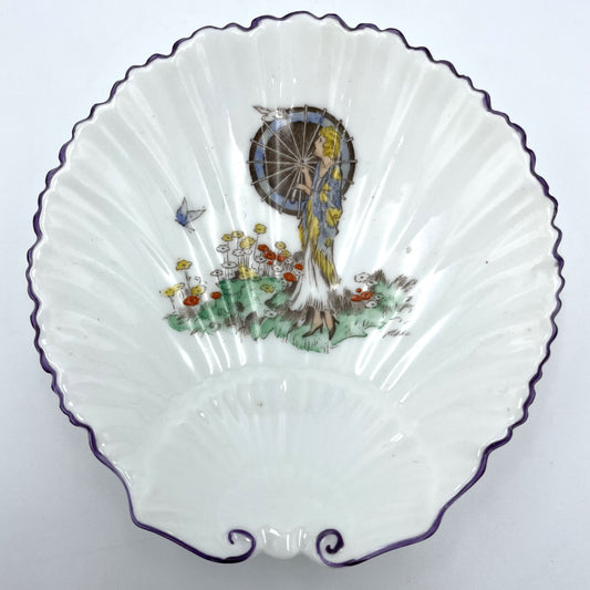 Shelley Oyster Dish with Lady Picture - 11cm