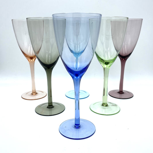 Set of Six Harlequin Wine Glasses - 22cm