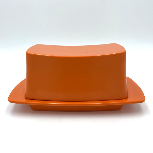 Retro Bessemer Ware Orange Butter Dish - 17cm