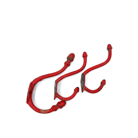 Set of 3 Cast Iron Wall Hooks - 15cm