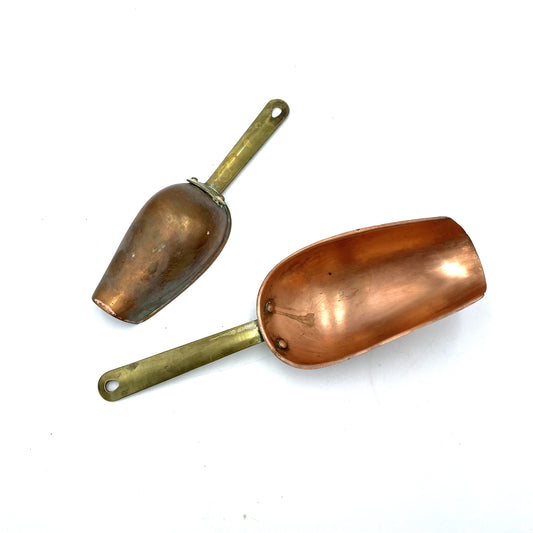 Vintage Pair of Copper Flour Scoops - 21cm