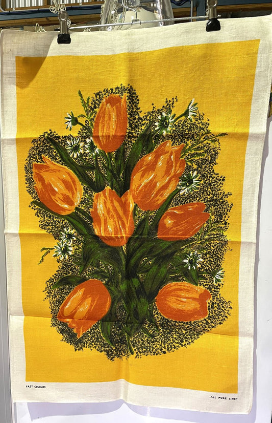 Orange Tulips Tea Towel