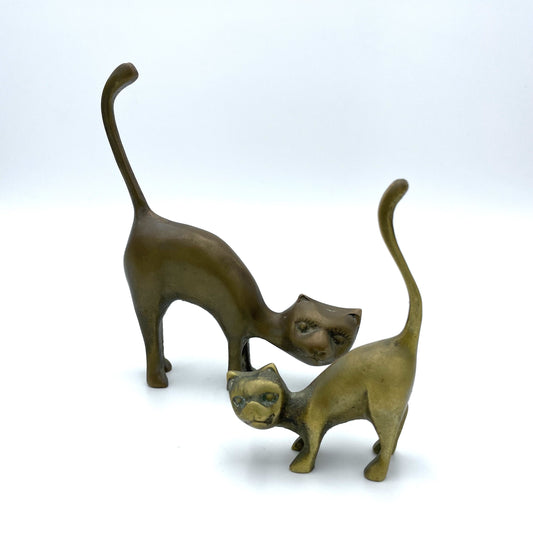 Pair of Brass Cats - 14cm