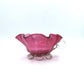 Handblown Cranberry Glass Bowl w/ Handle - 15cm