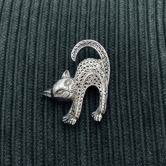 925 Cat Brooch - 4cm