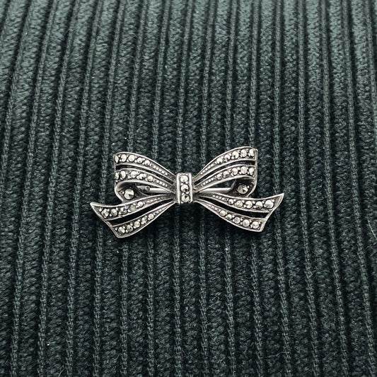 925 Bow Marcasite Brooch - 3.5cm