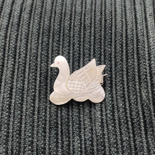 Handcarved Mother of Pearl Bird Brooch - 3cm