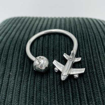 925 World Globe Travel Airplane Keyring - 5cm