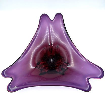 Large Purple Art Glass Bowl Centrepiece - 38cm