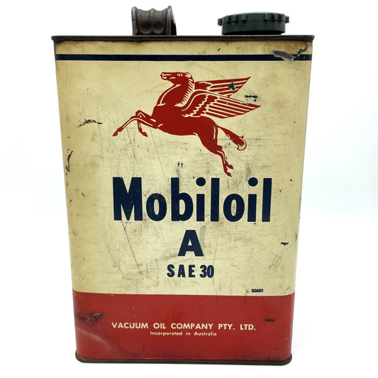 Vintage Mobil Oil/Fuel Tin - 24cm