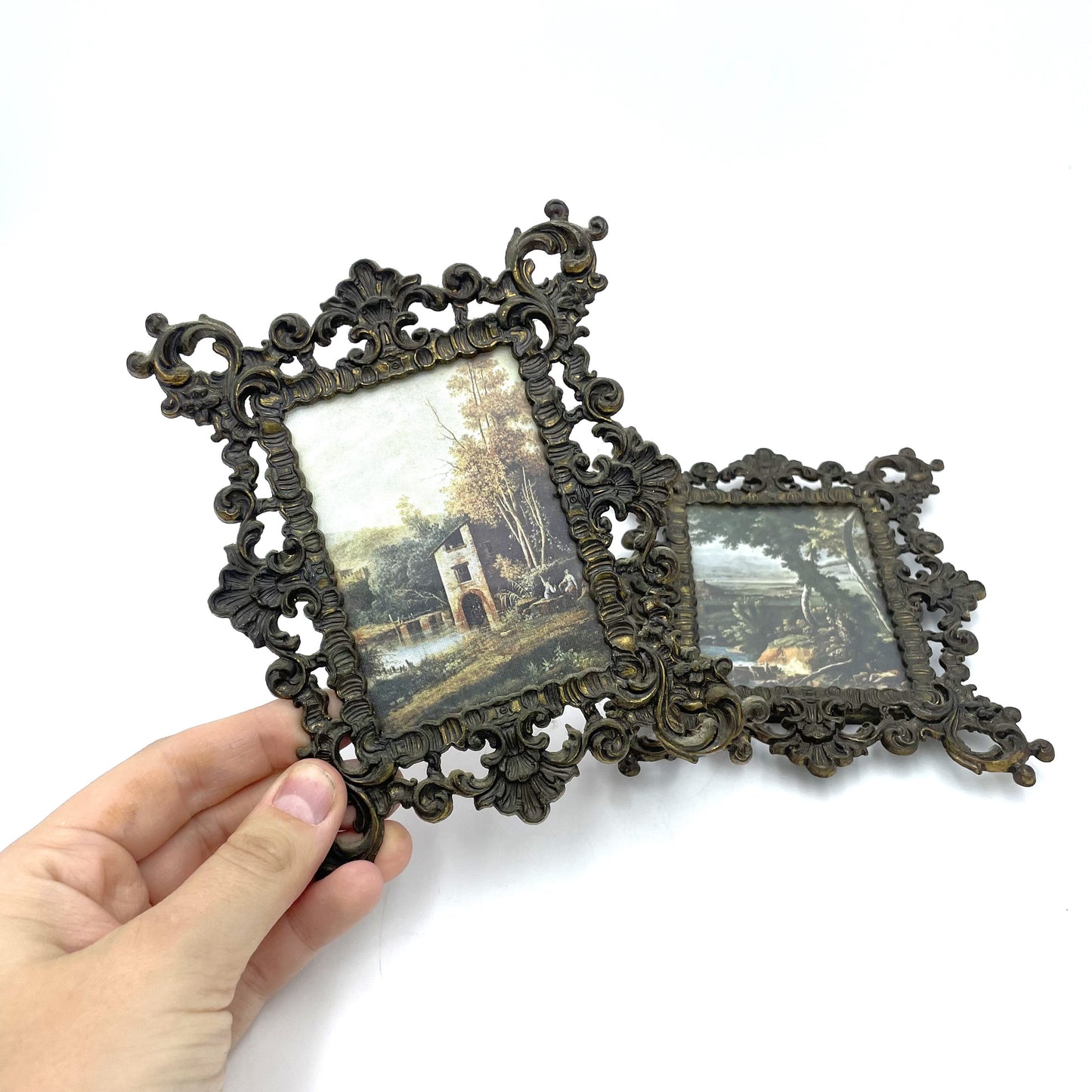 Vintage Italian Silks in Brass Frames - 15cm