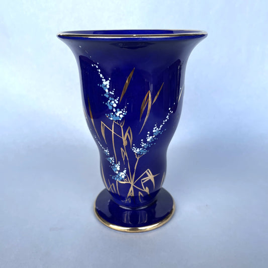 Vintage Beswick Royal Blue Handpainted Vase - 16cm