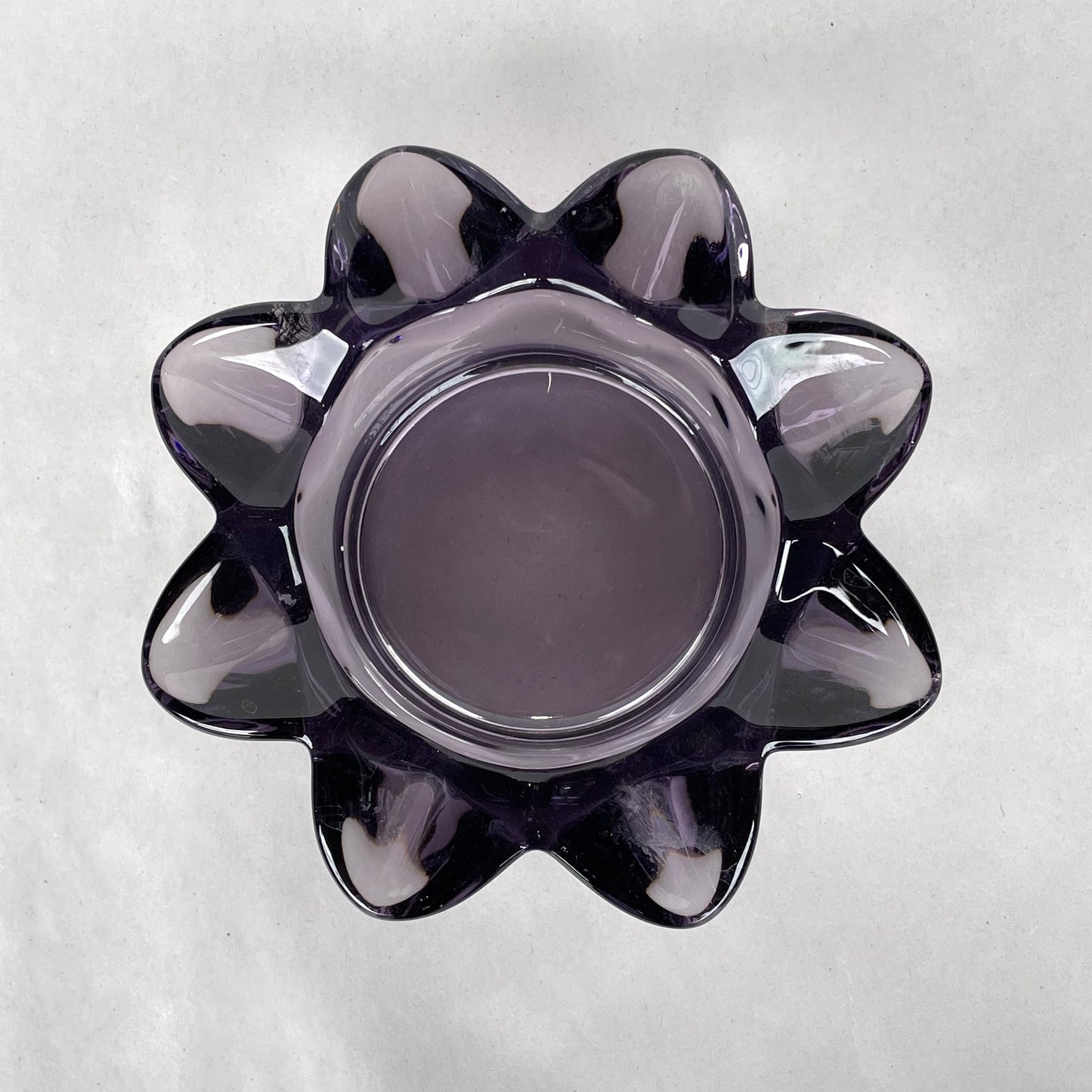 Purple Glass Flower Ashtray - 13.5cm