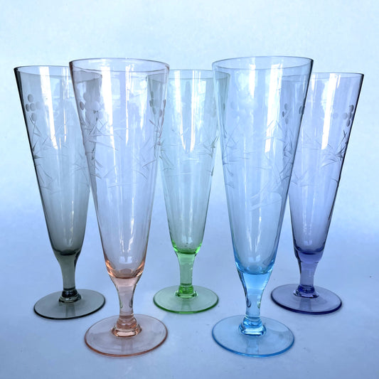 Set of 5 Colourful Pilsner Glasses - 19cm