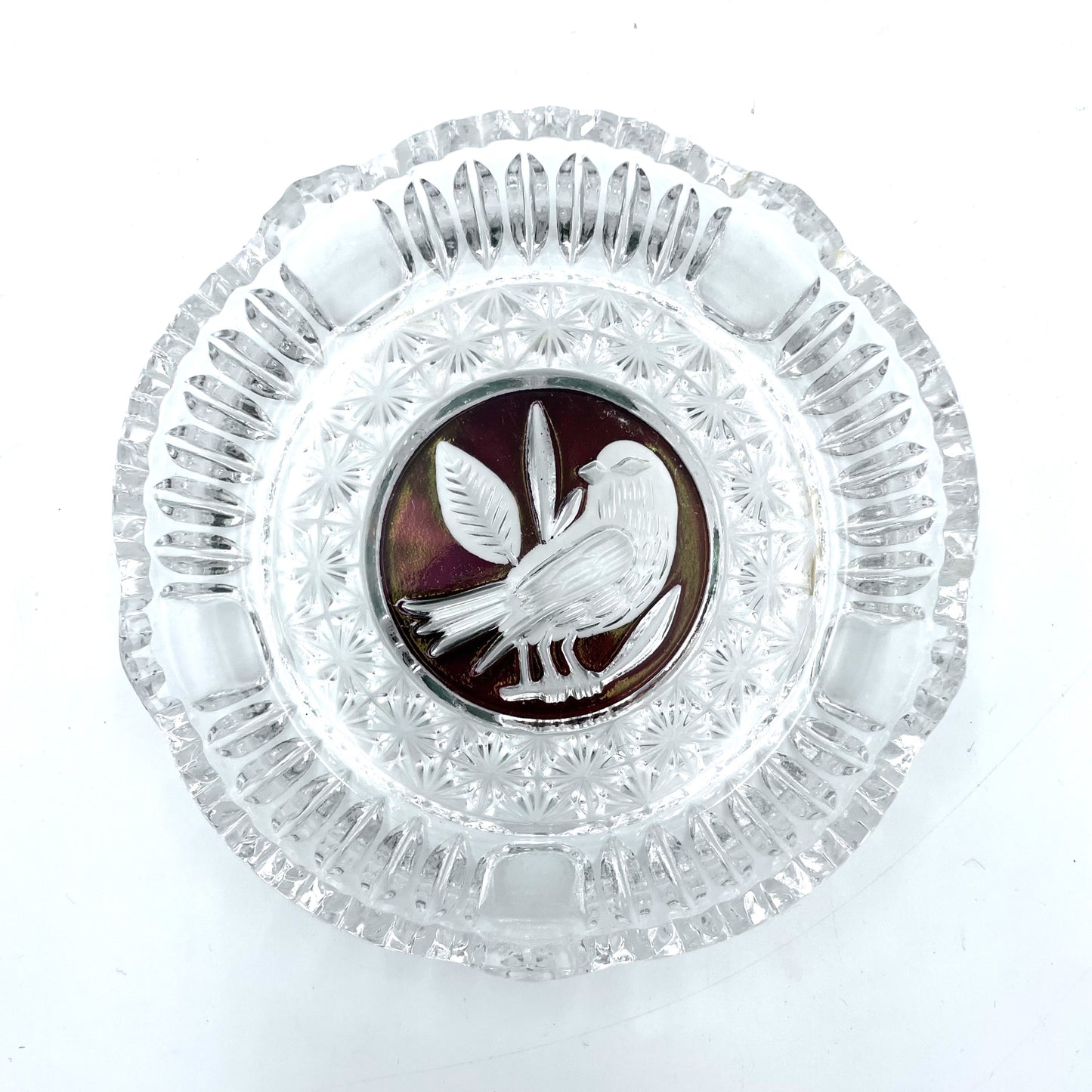 Bohemia Hofbauer Ruby Bird 'Byrdes Collection' German Crystal Ashtray - 15cm
