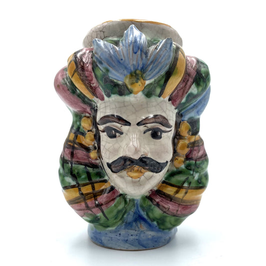 Sicilian Moorhead in Caltagirone Ceramics - 12cm