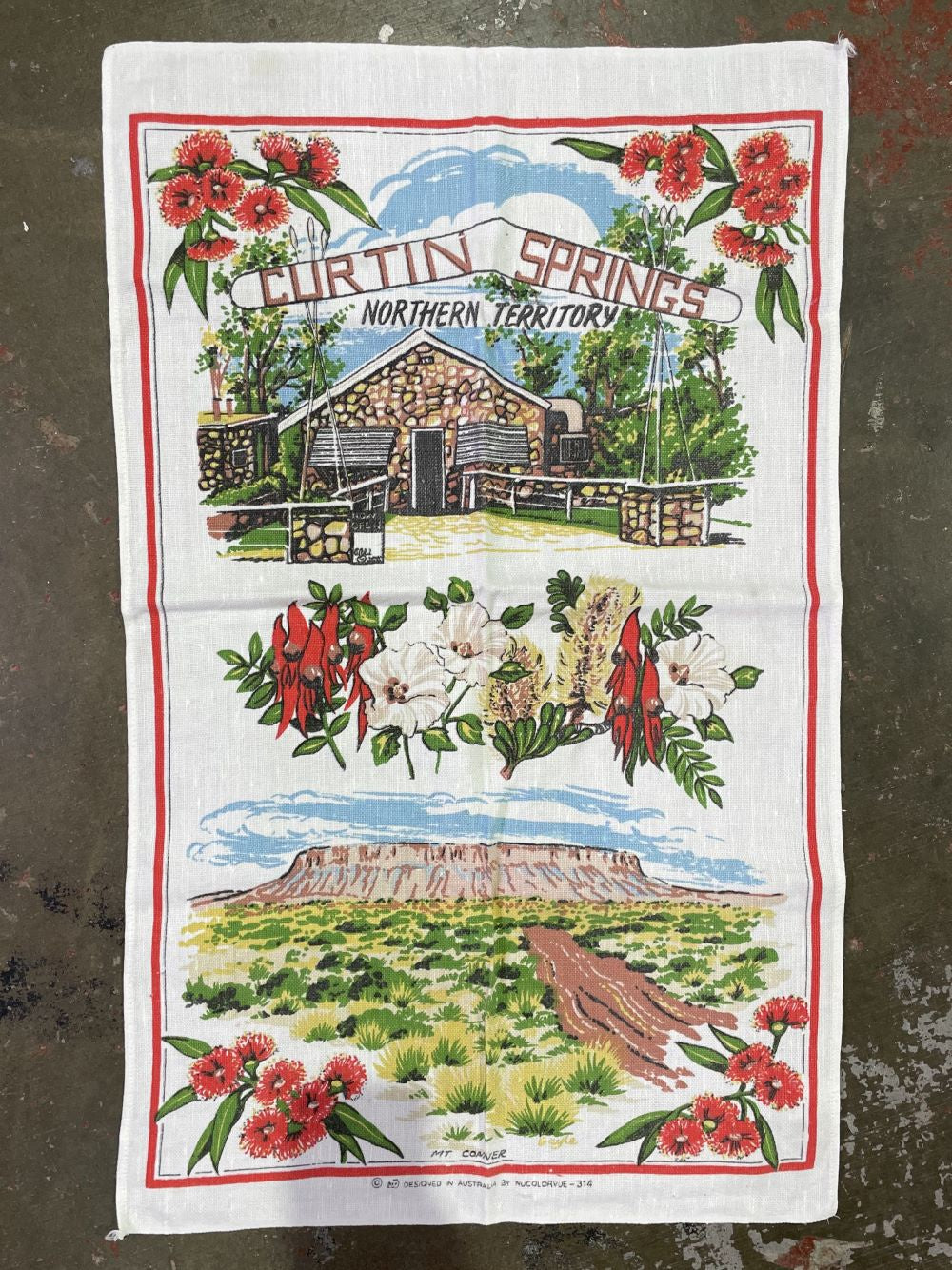 Vintage Curtin Springs Mt Conner NT Tea Towel