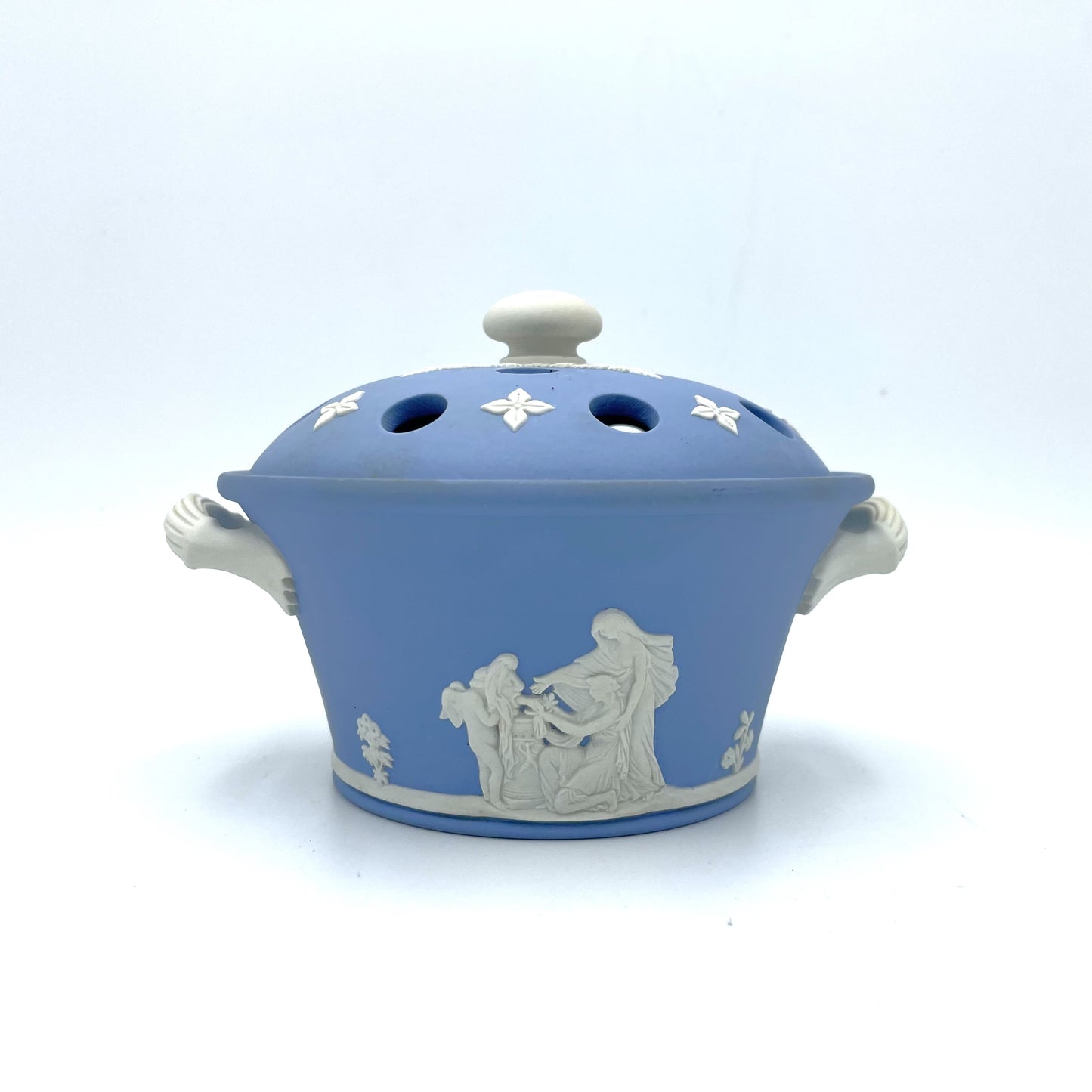 Rare Wedgwood Jasperware Pale Blue Pot Pourri - 10cm