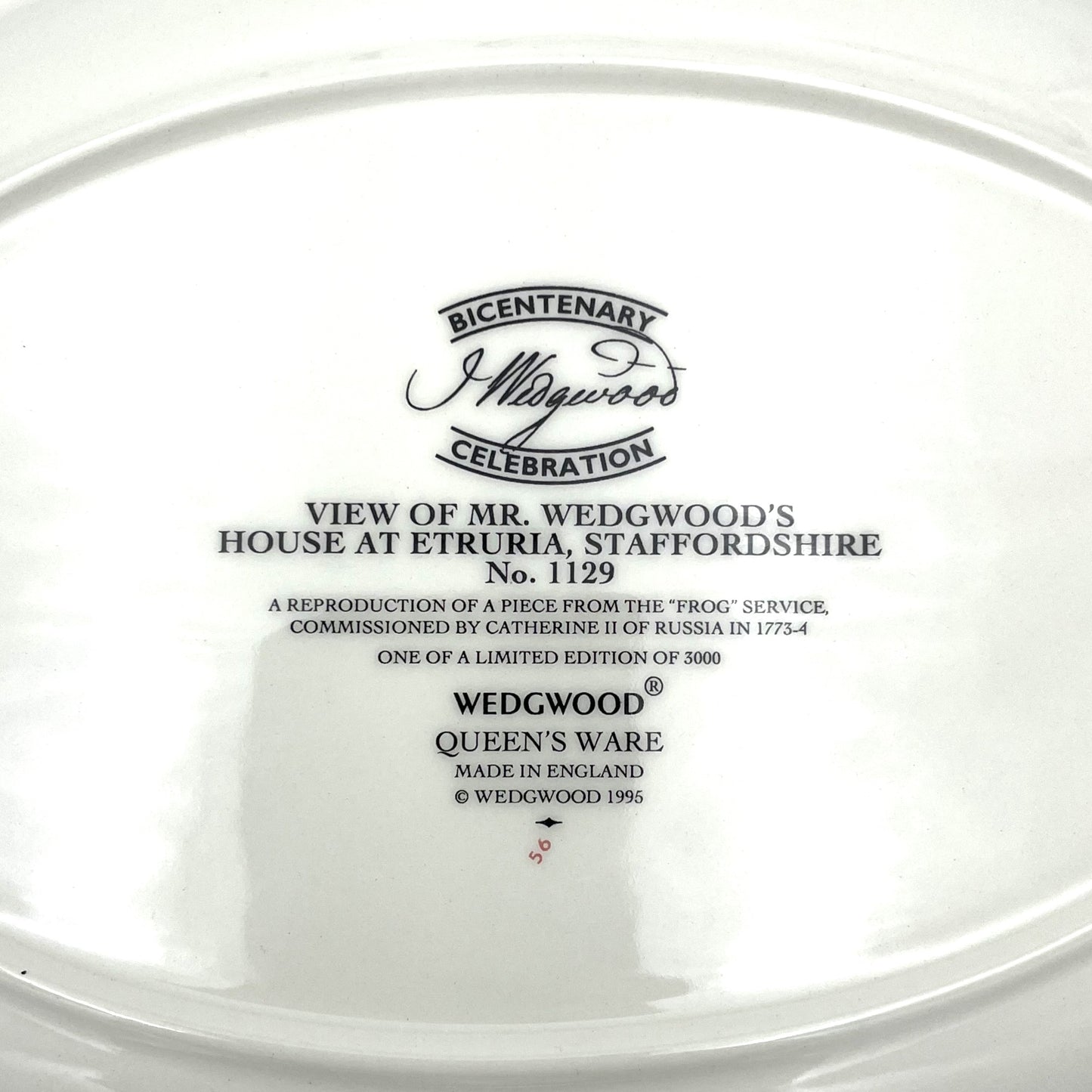 Rare Wedgwood Bicentenary Celebration Queen's Ware Frog Service 12" Oval Plate