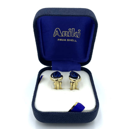 Ariki NZ 22ct Gold Plated Paua Shell Earrings