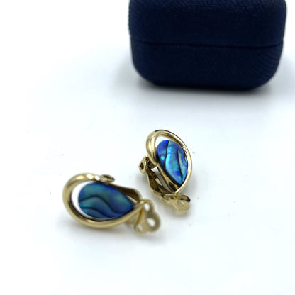 Ariki NZ 22ct Gold Plated Paua Shell Earrings